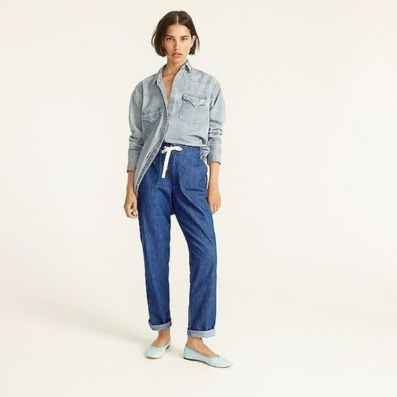 J. Crew Pants - 🆕J.Crew Denim - Tie-Waist Denim Camp Pant